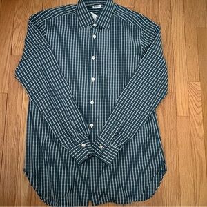 Kiton Men’s Green Checkered Long Sleeve Shirt